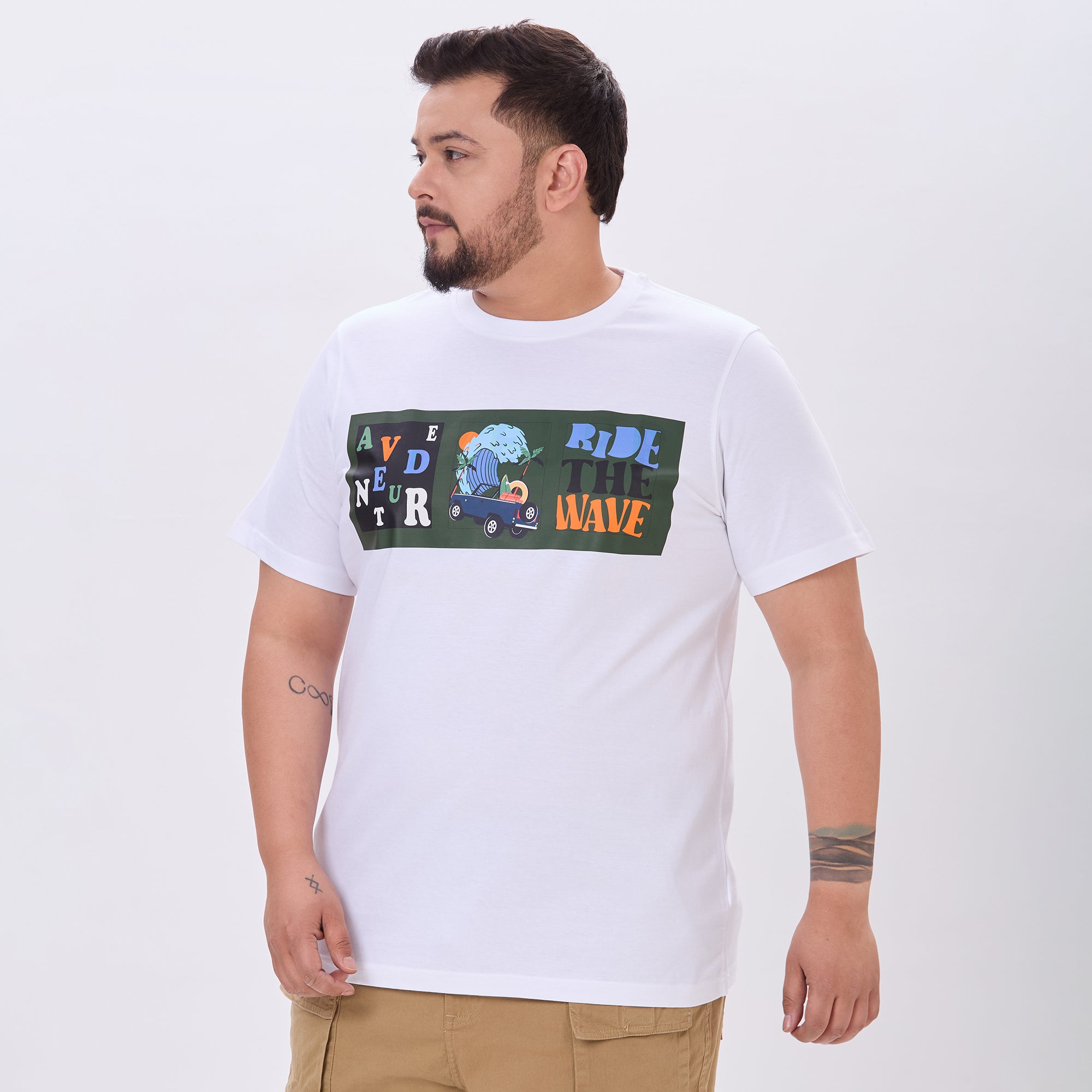 Plus Size Graphic T-shirt | 4XL - 10XL | 100% Cotton | White