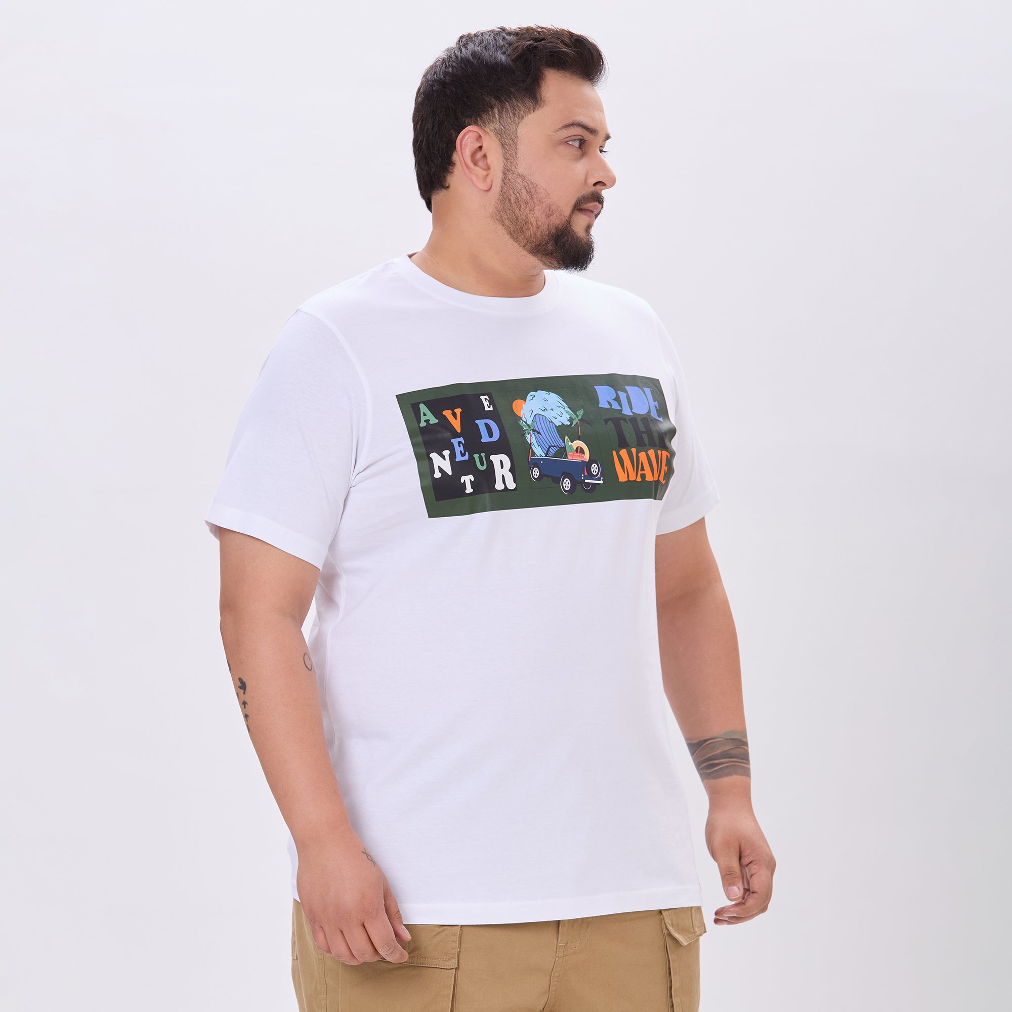 Plus Size Graphic T-shirt | 4XL - 10XL | 100% Cotton | White