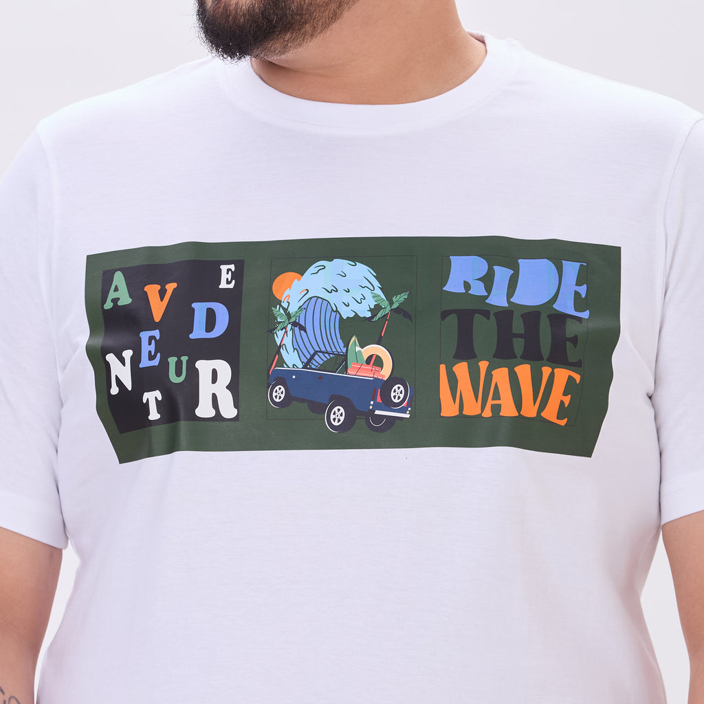 Plus Size Graphic T-shirt | 4XL - 10XL | 100% Cotton | White