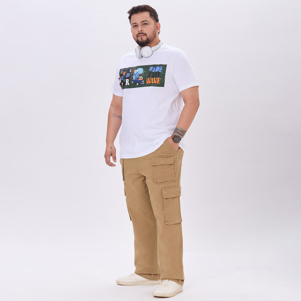 Plus Size Graphic T-shirt | 4XL - 10XL | 100% Cotton | White