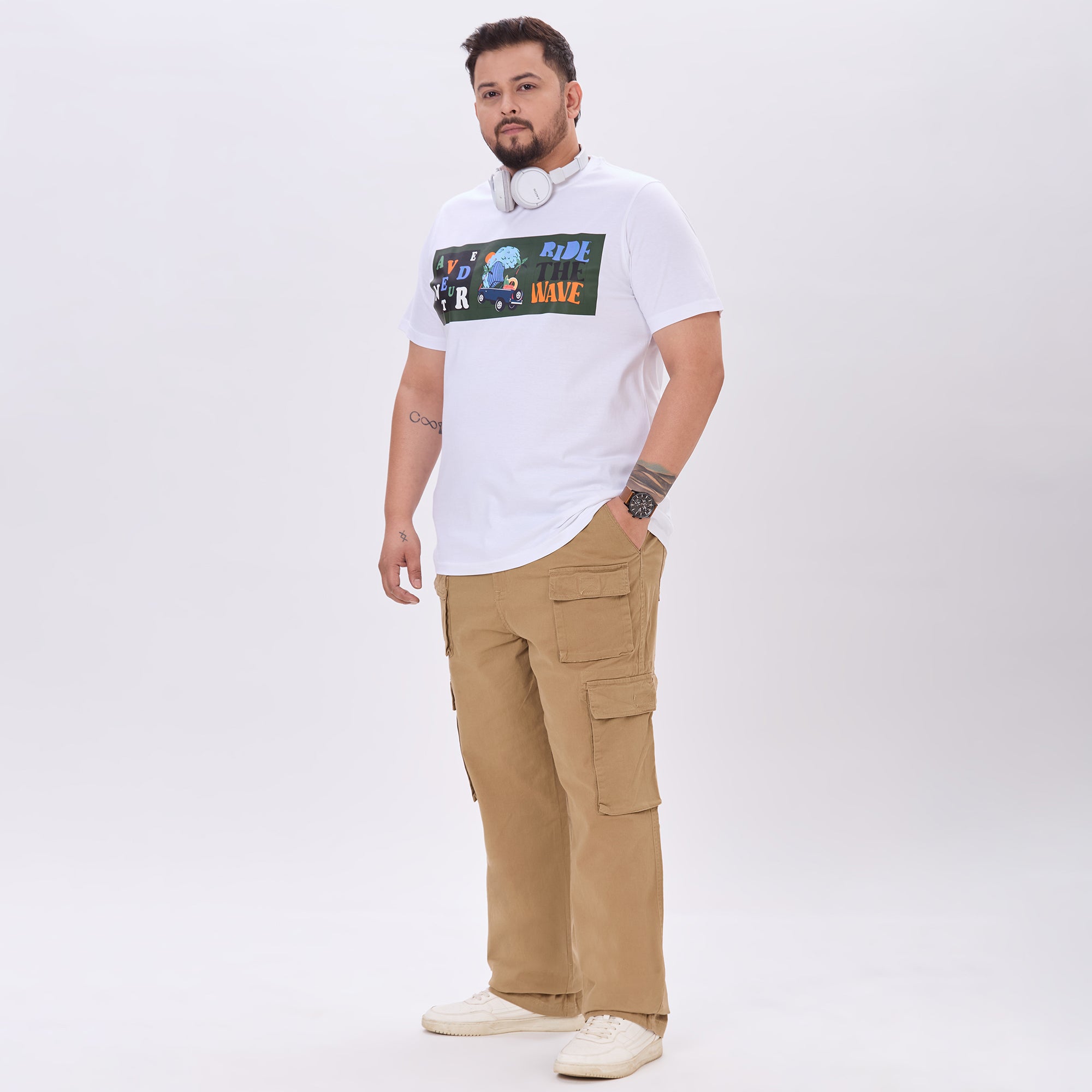 Plus Size Graphic T-shirt | 4XL - 10XL | 100% Cotton | White