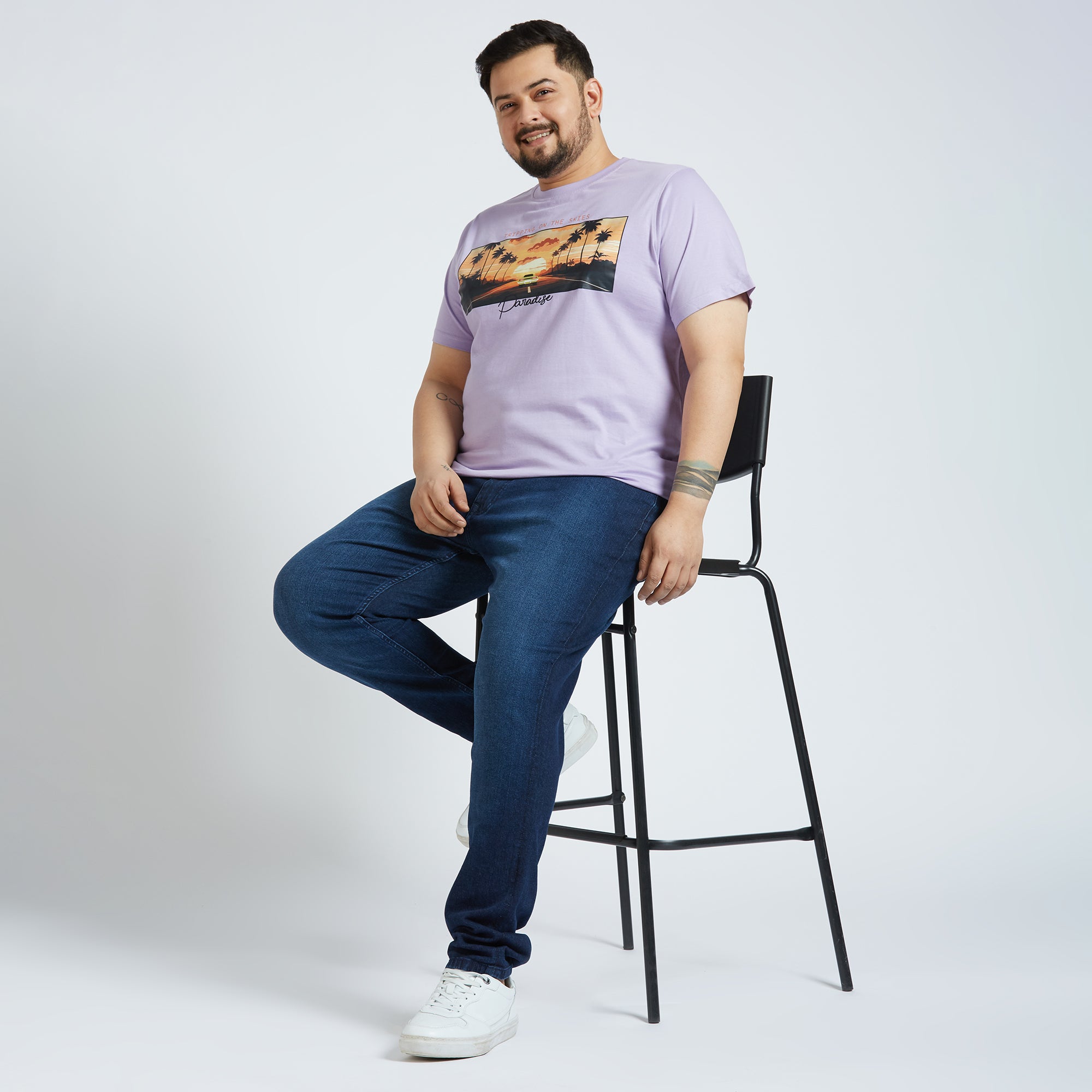 Sizeupp | Plus Size  Core Tee For Men | 4XL - 9XL | 100% Cotton | Print | Lilac