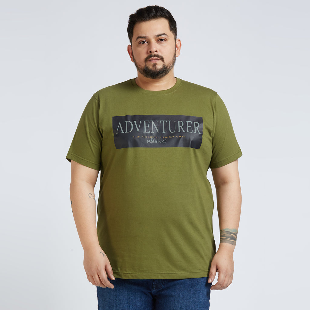 Plus Size Graphic T-shirt | 4XL - 10XL | 100% Cotton | Olive