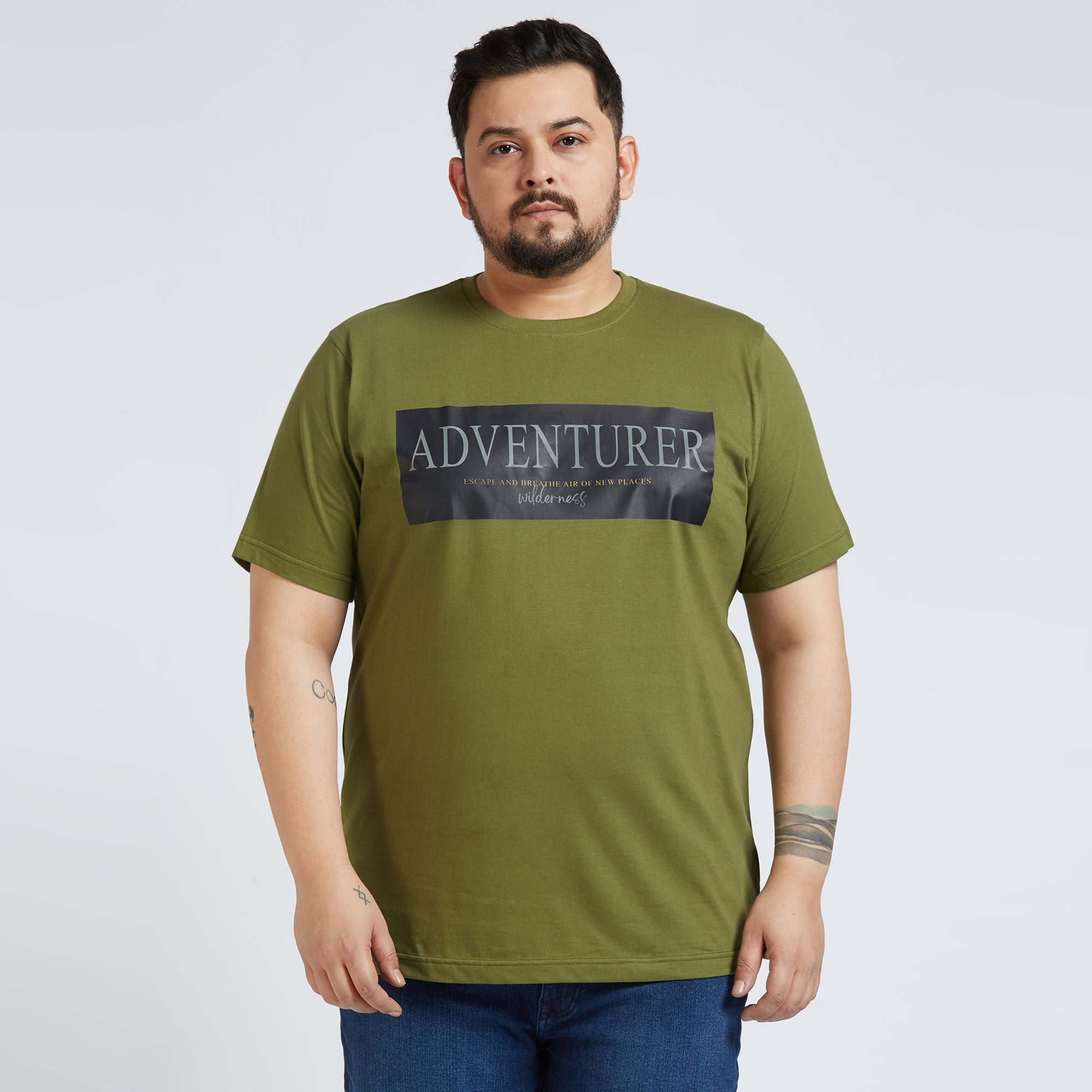 Plus Size Graphic T-shirt | 4XL - 10XL | 100% Cotton | Olive