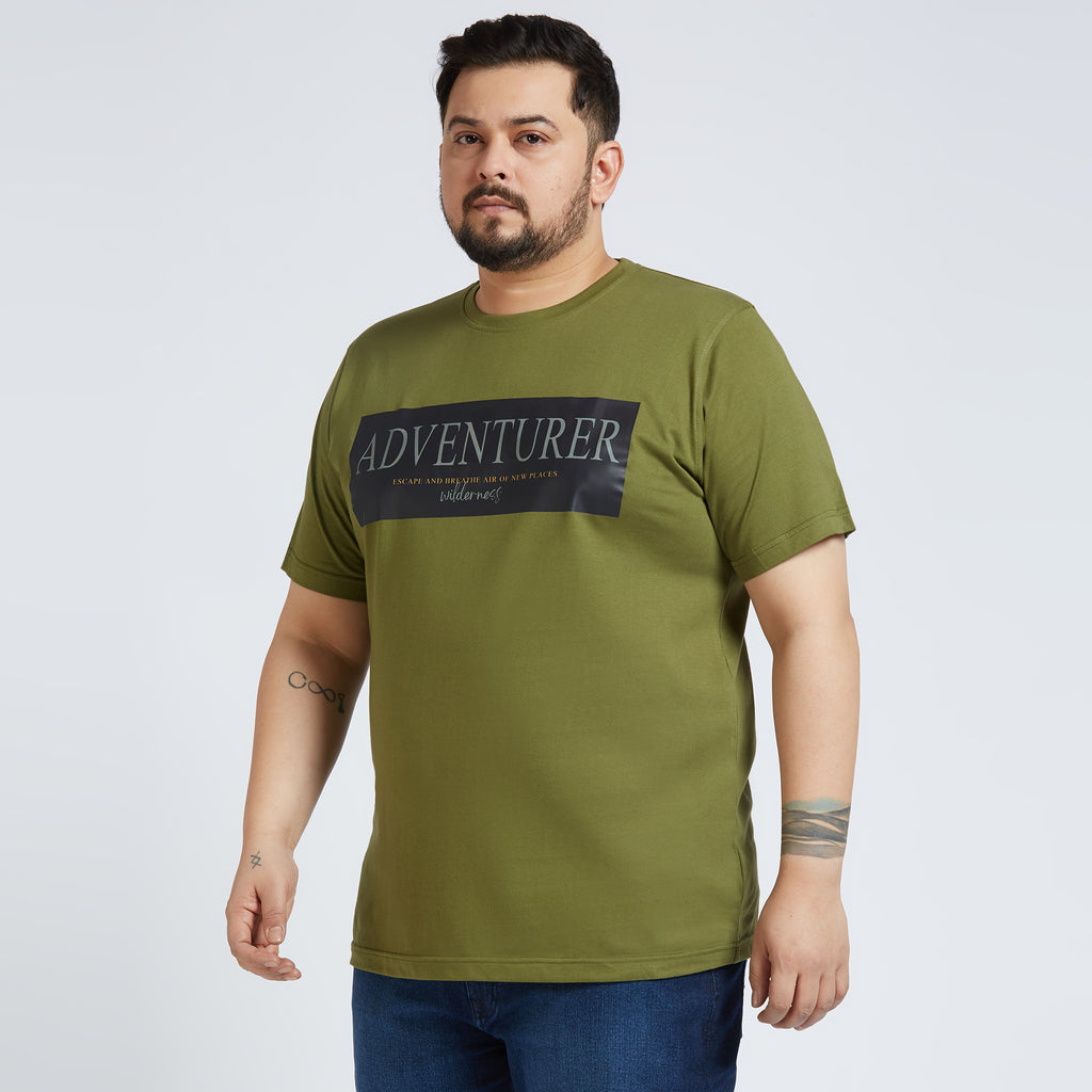 Plus Size Graphic T-shirt | 4XL - 10XL | 100% Cotton | Olive