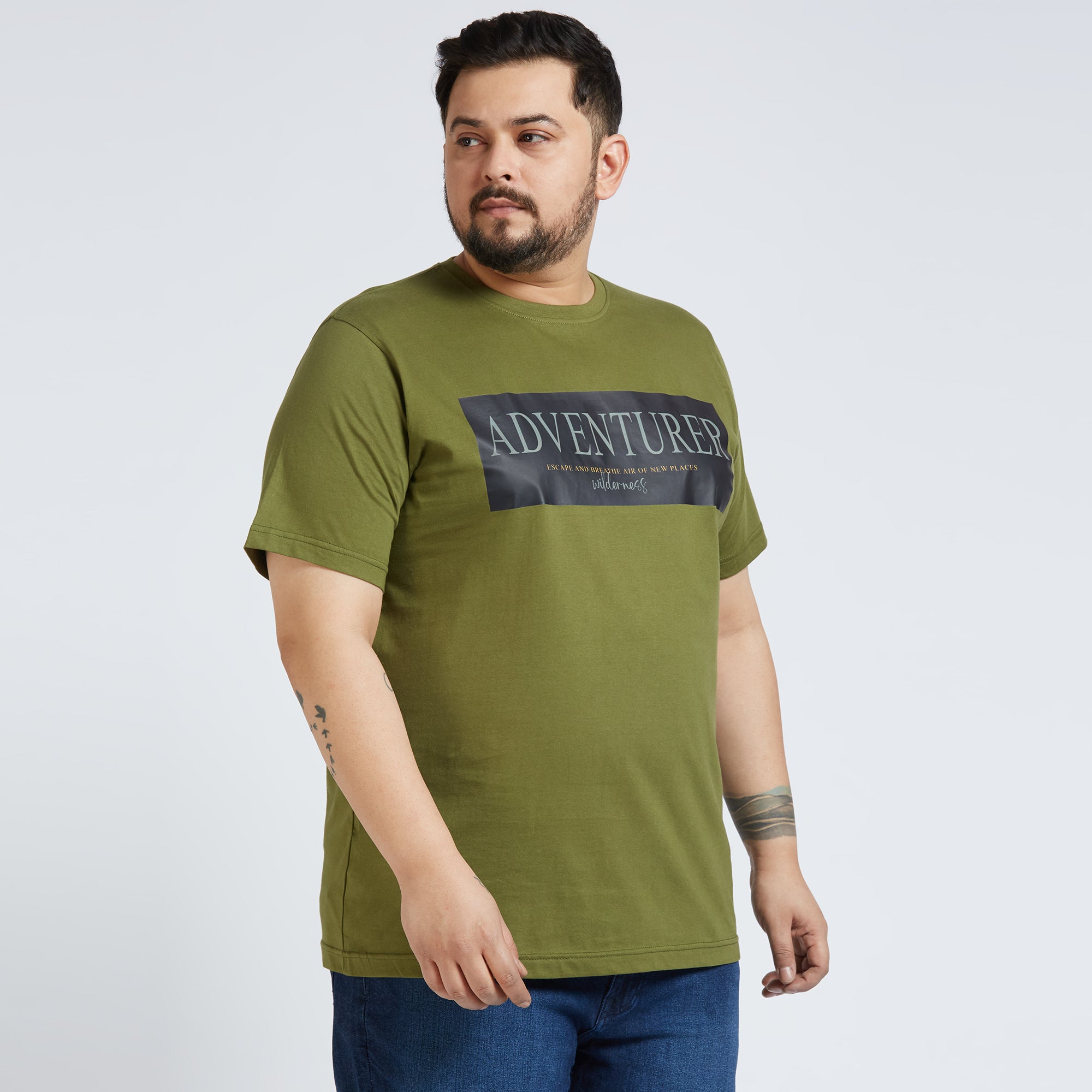 Plus Size Graphic T-shirt | 4XL - 10XL | 100% Cotton | Olive