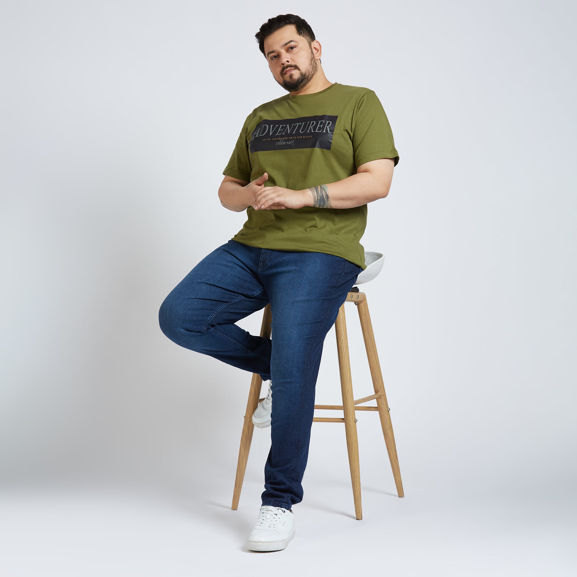 Plus Size Graphic T-shirt | 4XL - 10XL | 100% Cotton | Olive