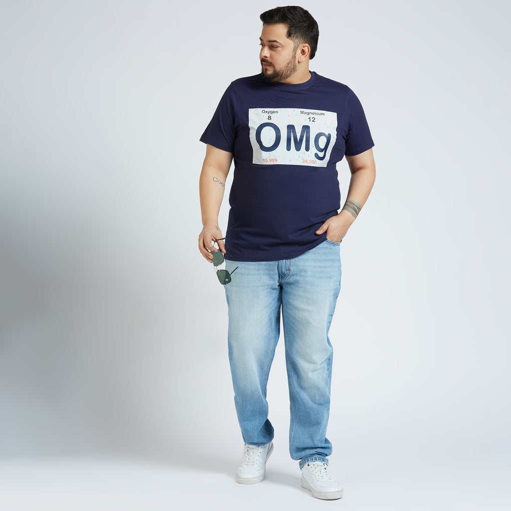 Plus Size Graphic T-shirt | 4XL - 10XL | 100% Cotton | Navy