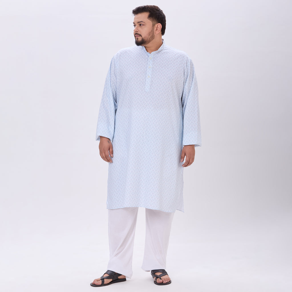 Sizeupp |Plus Size Kurta For Men |4XL-9XL |100% Cotton |Light Turquoise
