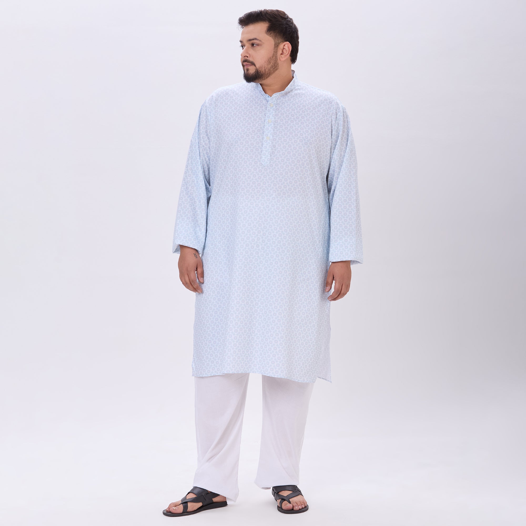 Sizeupp |Plus Size Kurta For Men |4XL-9XL |100% Cotton |Light Turquoise