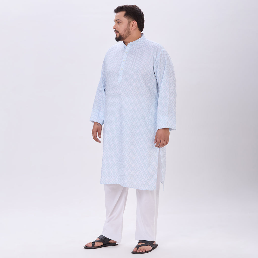 Sizeupp |Plus Size Kurta For Men |4XL-9XL |100% Cotton |Light Turquoise