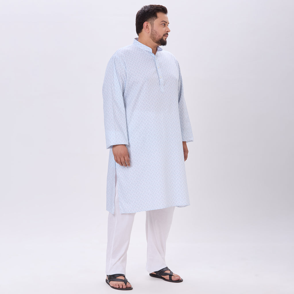Sizeupp |Plus Size Kurta For Men |4XL-9XL |100% Cotton |Light Turquoise