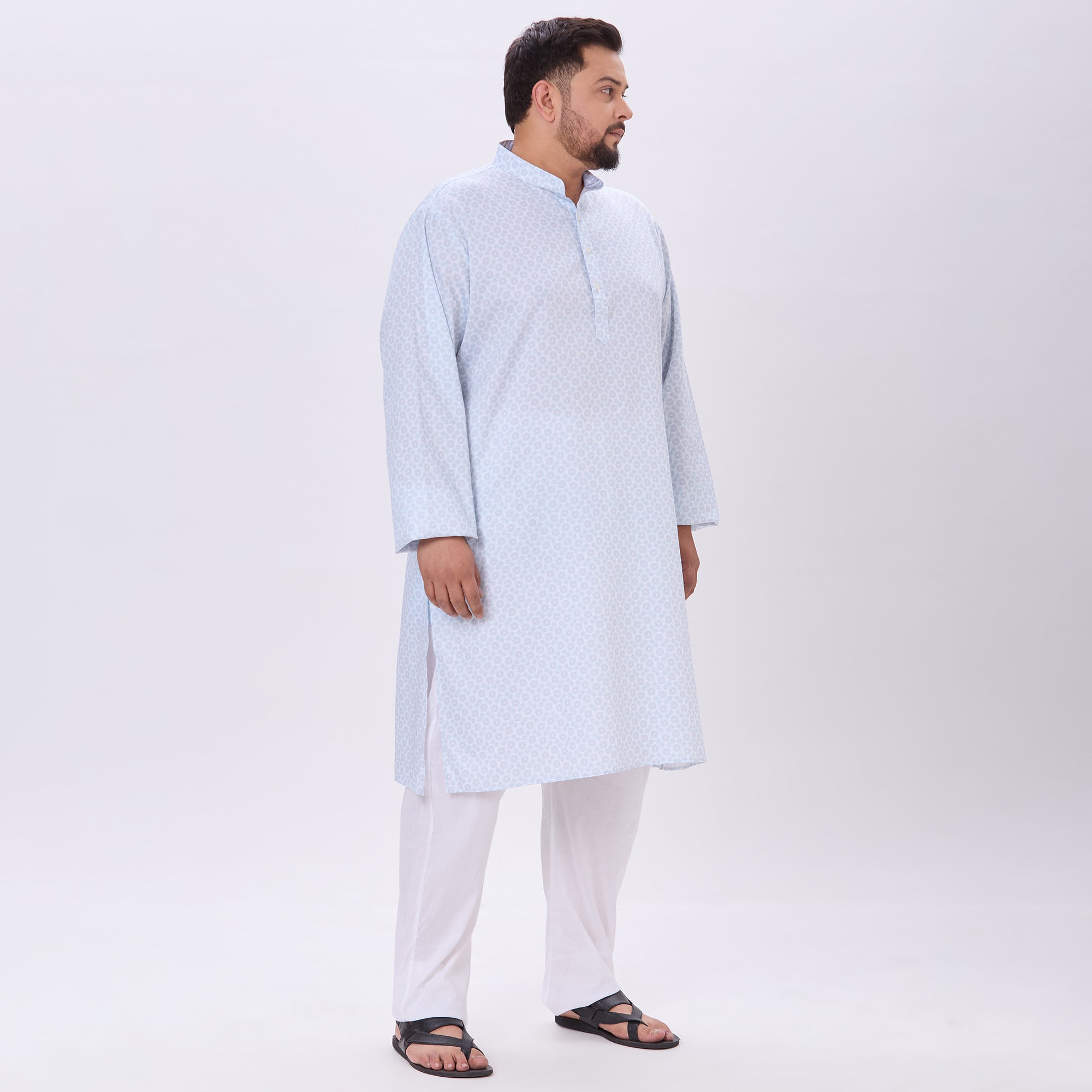 Sizeupp |Plus Size Kurta For Men |4XL-9XL |100% Cotton |Light Turquoise