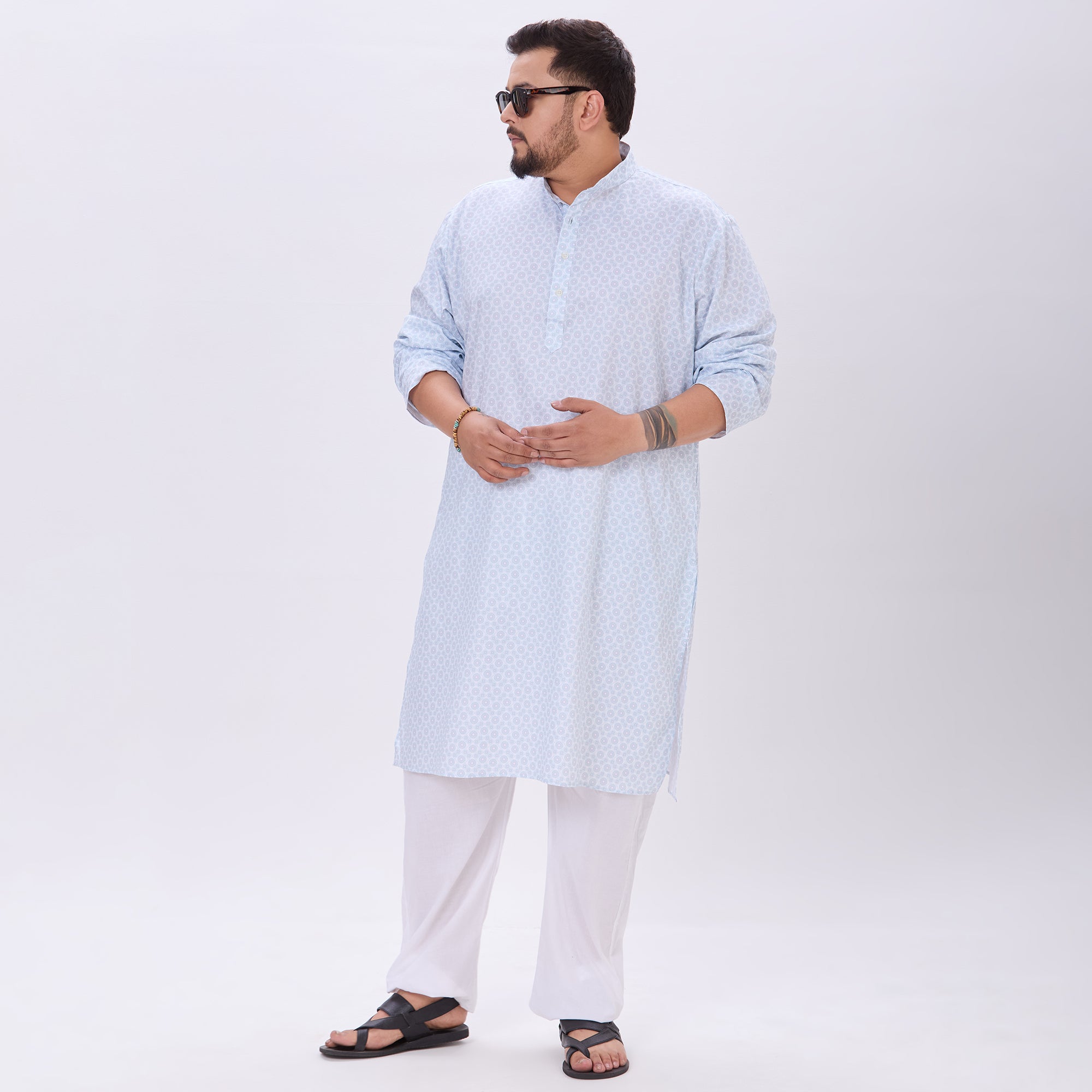 Sizeupp |Plus Size Kurta For Men |4XL-9XL |100% Cotton |Light Turquoise
