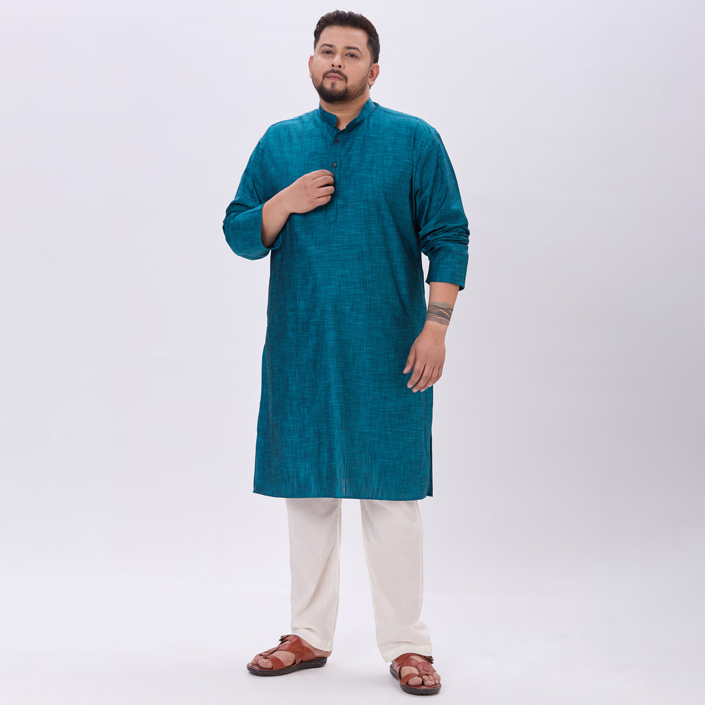 Sizeupp |Plus Size Kurta For Men |4XL-9XL |100% Cotton |Teal