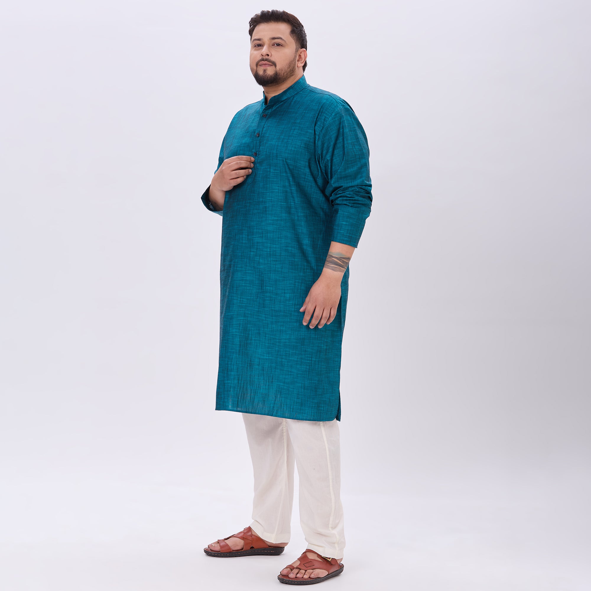 Sizeupp |Plus Size Kurta For Men |4XL-9XL |100% Cotton |Teal