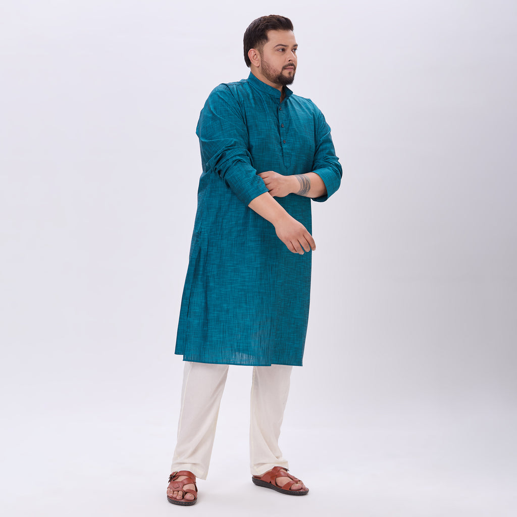 Sizeupp |Plus Size Kurta For Men |4XL-9XL |100% Cotton |Teal