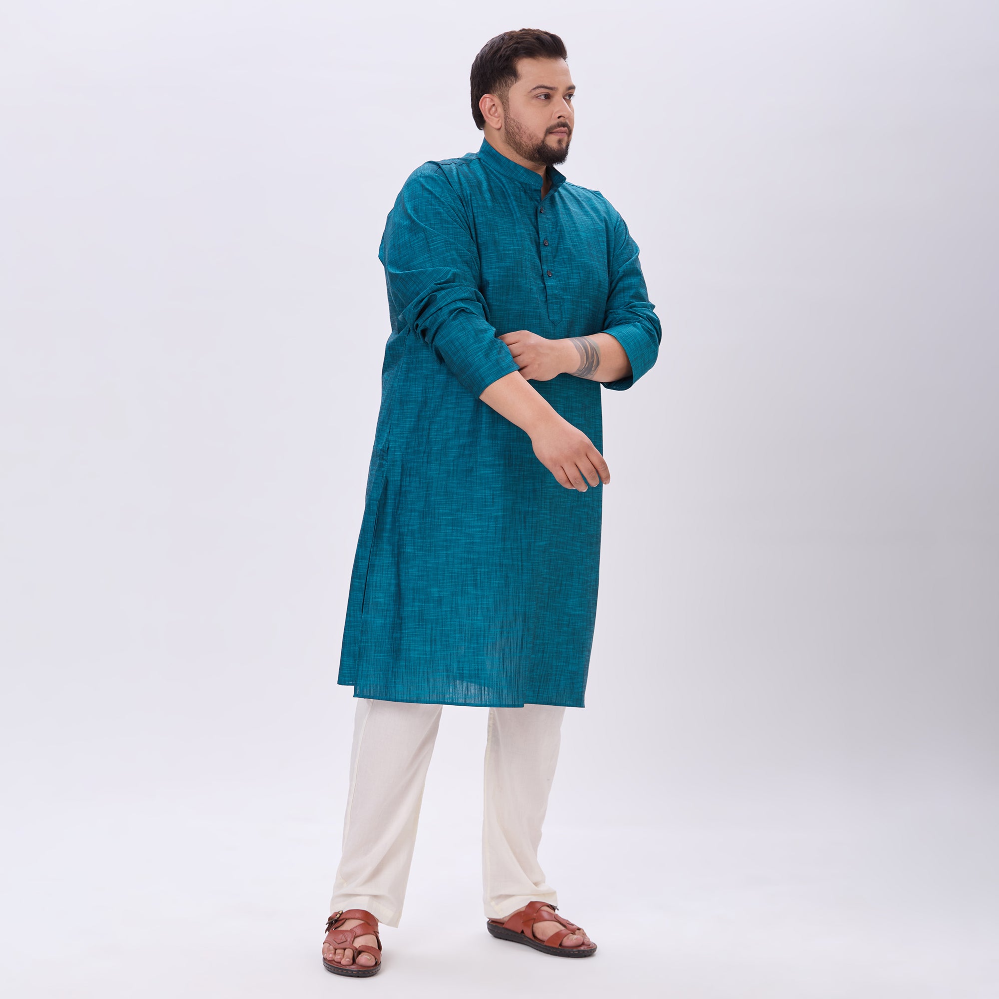 Sizeupp |Plus Size Kurta For Men |4XL-9XL |100% Cotton |Teal