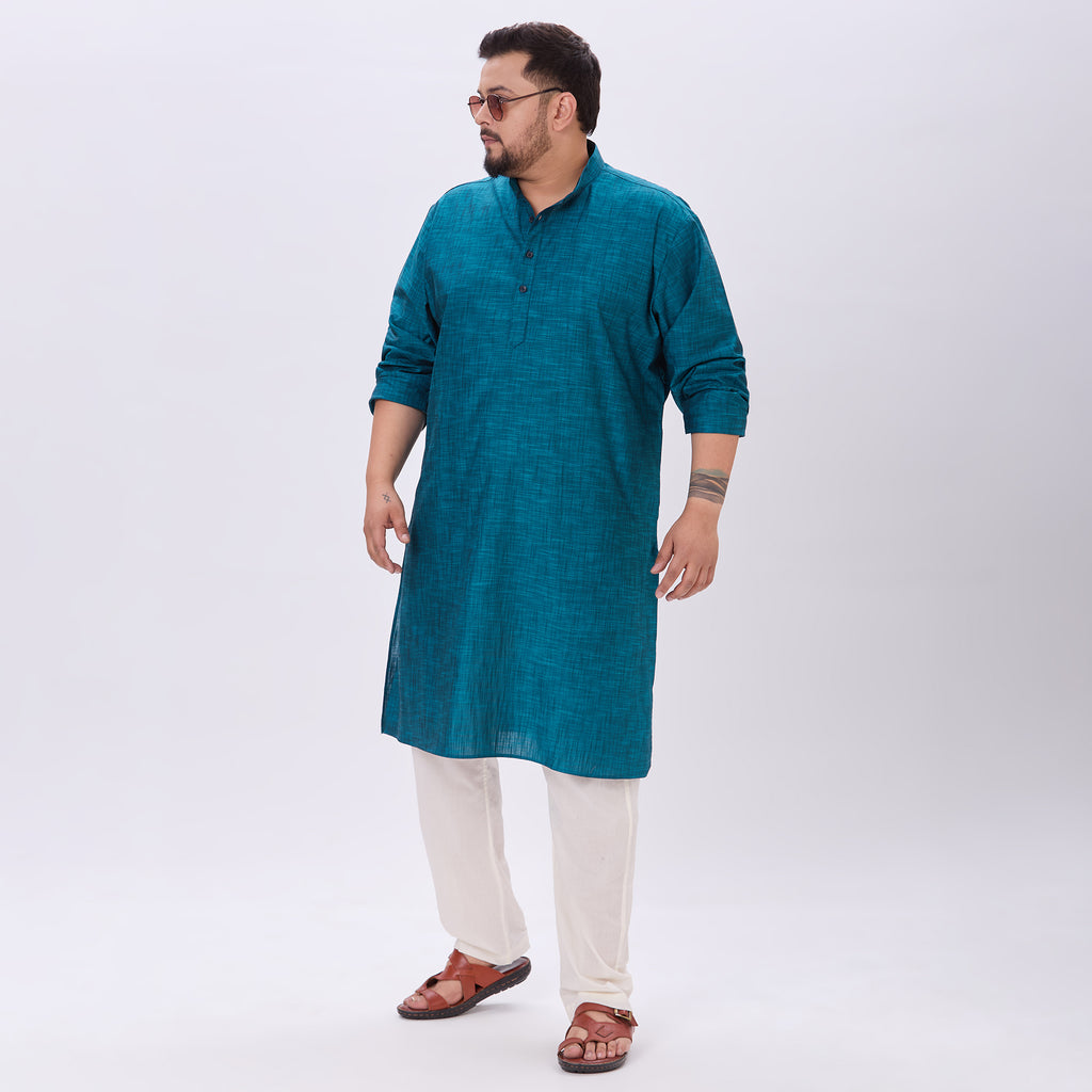 Sizeupp |Plus Size Kurta For Men |4XL-9XL |100% Cotton |Teal