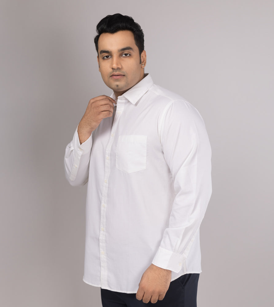 Plus Size Formal Shirt | 4XL - 10XL | 100% Cotton | White