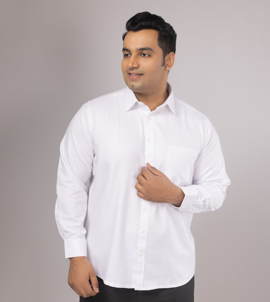 Plus Size Formal Shirt | 4XL - 10XL | 100% Cotton | White