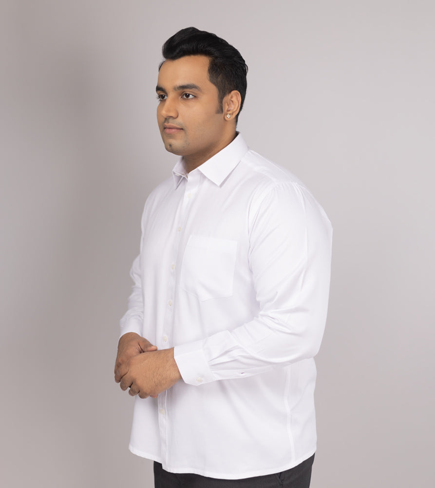 Plus Size Formal Shirt | 4XL - 10XL | 100% Cotton | White