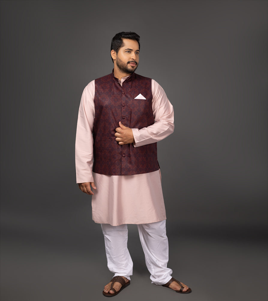 Sizeupp | Plus Size  Waist Coat For Men | 4XL - 9XL |  | Print | Brown