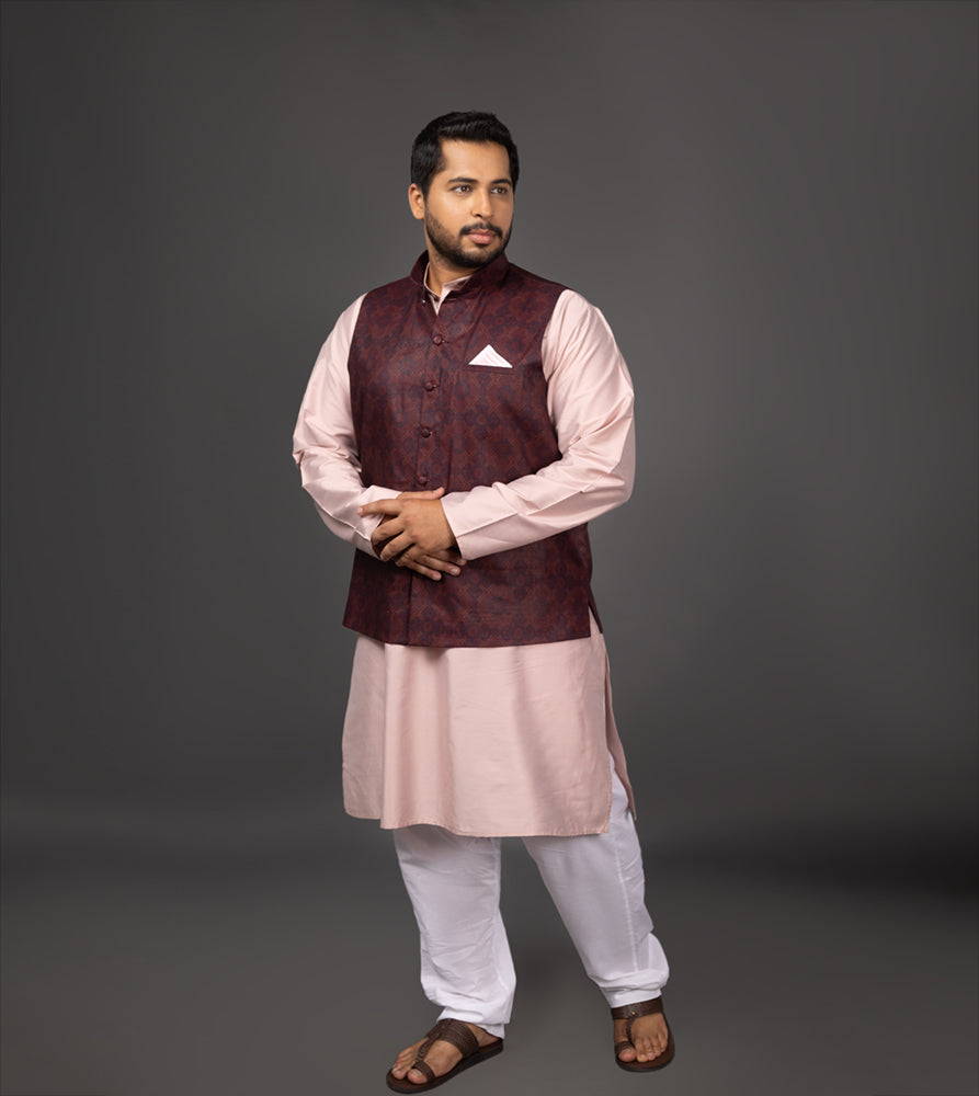 Sizeupp | Plus Size  Waist Coat For Men | 4XL - 9XL |  | Print | Brown