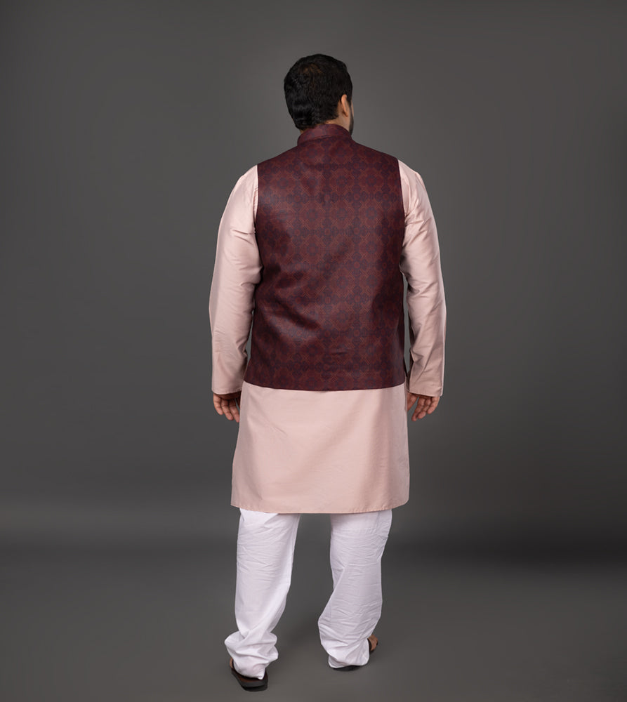 Sizeupp | Plus Size  Waist Coat For Men | 4XL - 9XL |  | Print | Brown