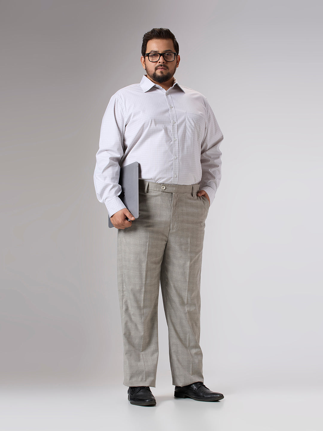 Plus Size Formal Trouser | Oatmeal Grey