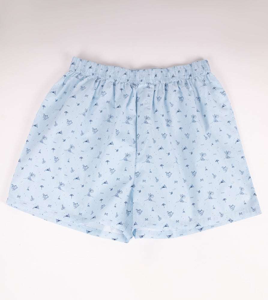 Sizeupp | Plus Size  Boxer For Men | 34" - 38" | 100% Cotton | Print | Sky Blue