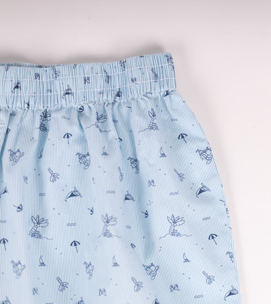 Sizeupp | Plus Size  Boxer For Men | 34" - 38" | 100% Cotton | Print | Sky Blue