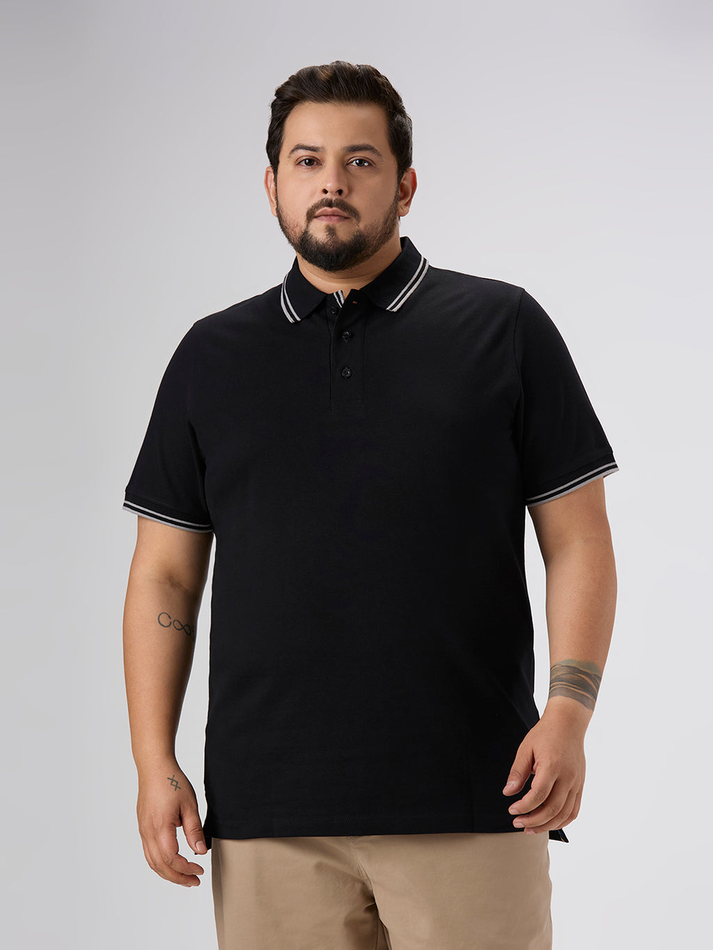Plus Size Polo T-Shirt | 4XL-10XL | 100% Cotton | Black