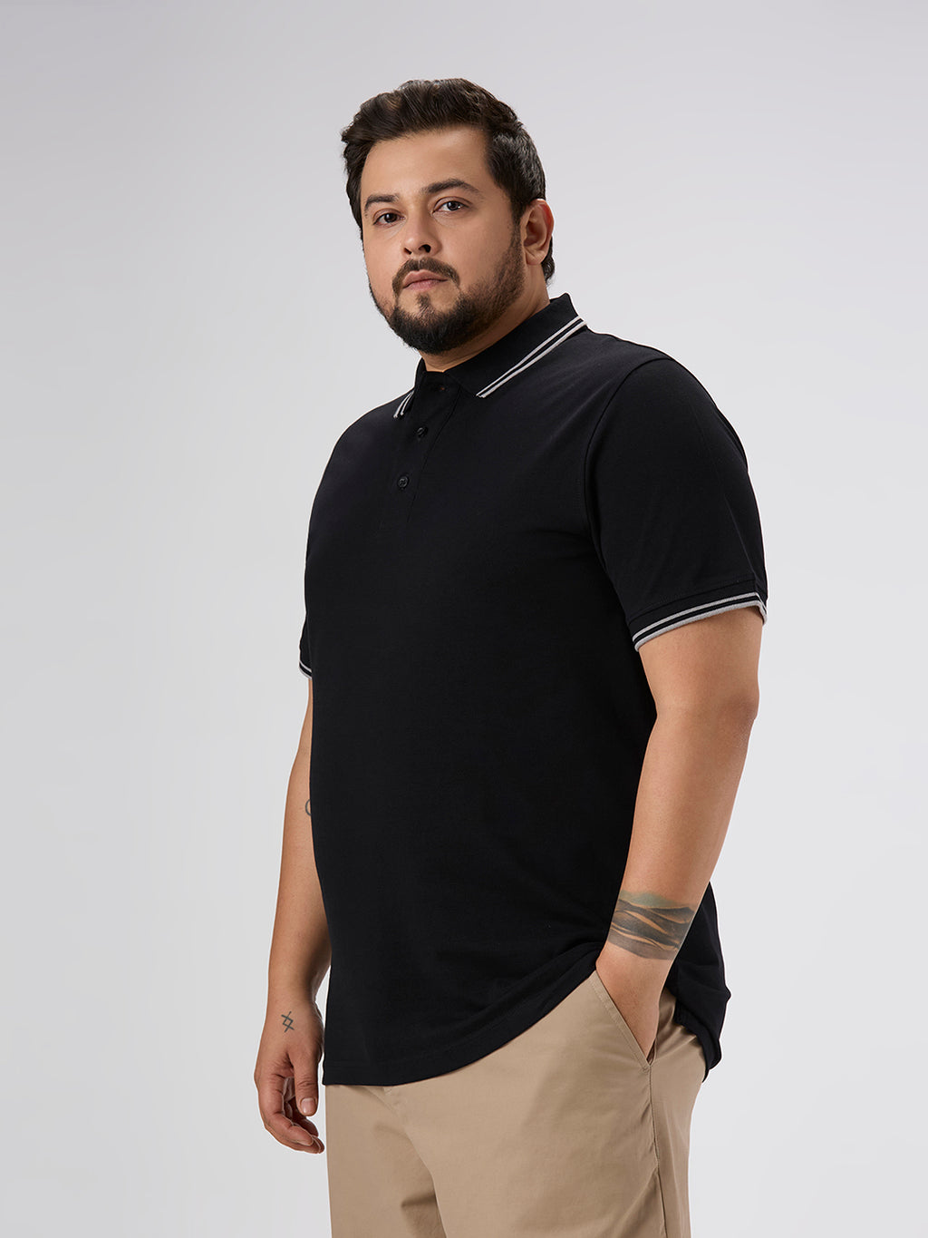 Plus Size Polo T-Shirt | 4XL-10XL | 100% Cotton | Black