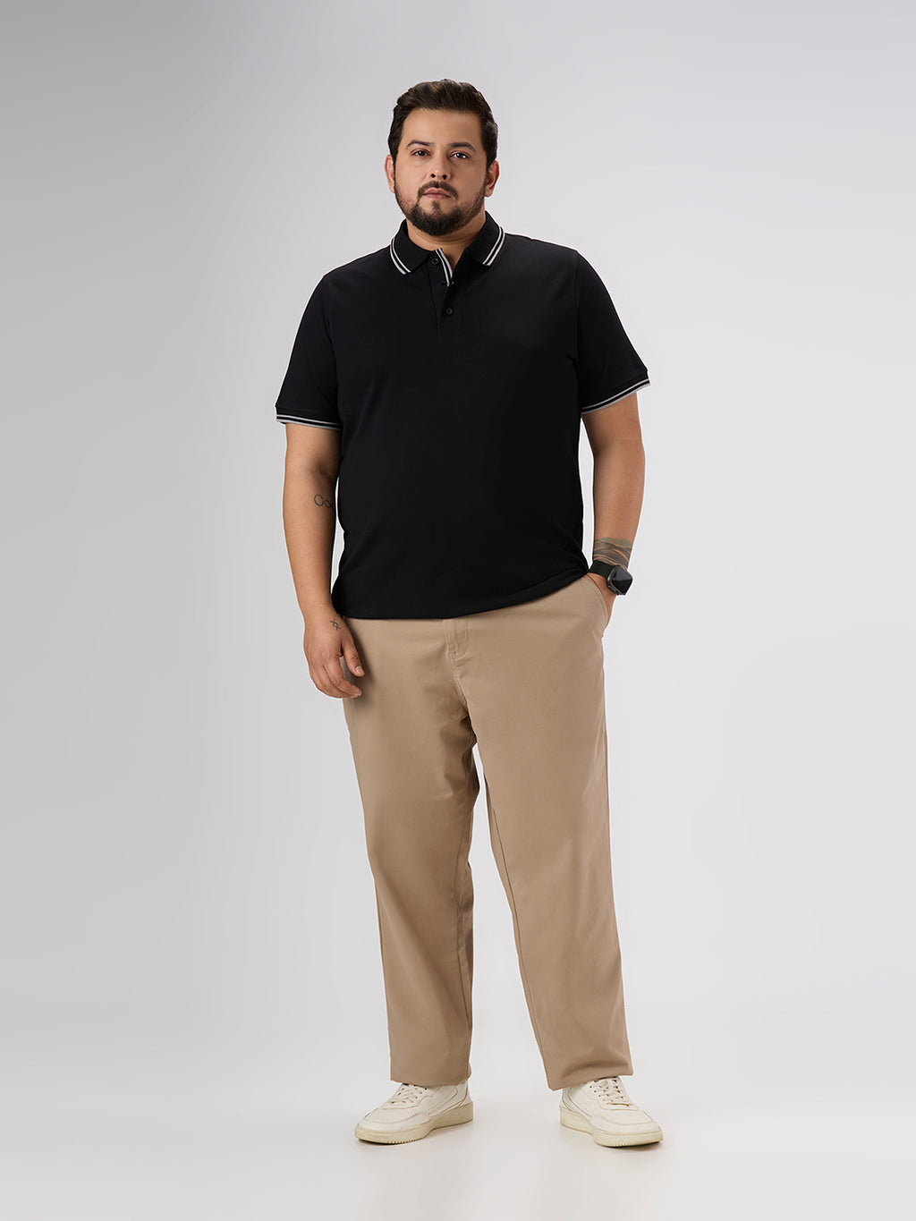 Plus Size Polo T-Shirt | 4XL-10XL | 100% Cotton | Black