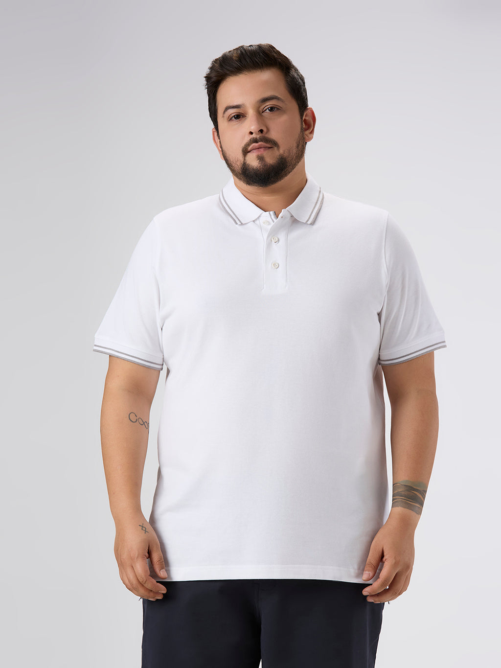 Plus Size Polo T-Shirt | 4XL-10XL | 100% Cotton | White