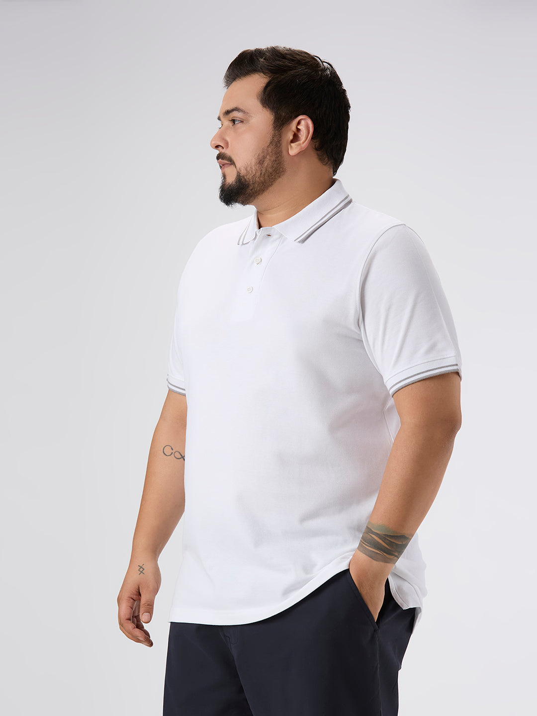 Plus Size Polo T-Shirt | 4XL-10XL | 100% Cotton | White