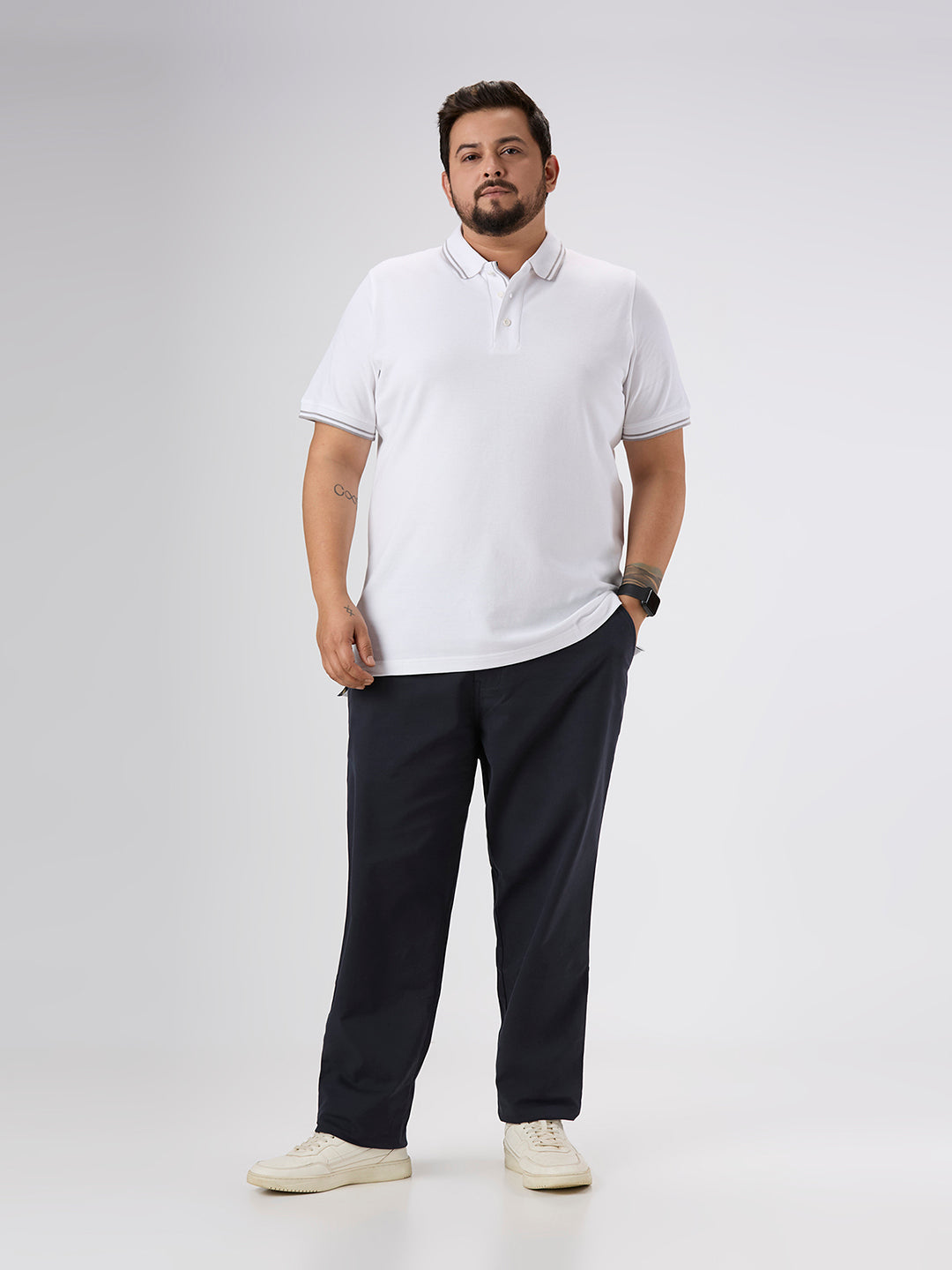 Plus Size Polo T-Shirt | 4XL-10XL | 100% Cotton | White