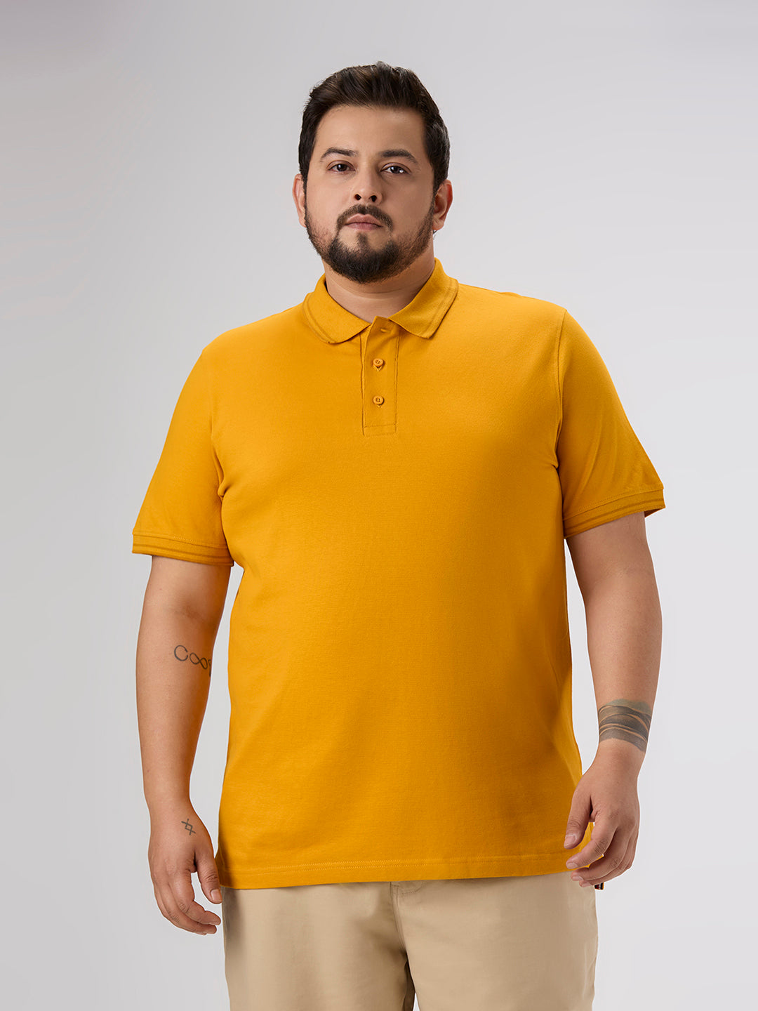Plus Size Polo T-Shirt | 4XL-10XL | 100% Cotton | Mustard