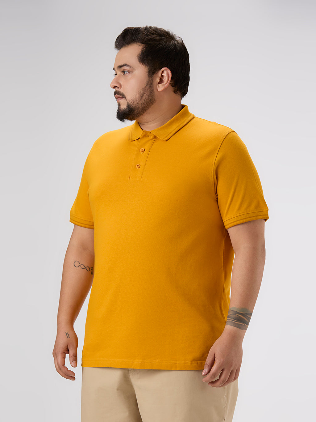 Plus Size Polo T-Shirt | 4XL-10XL | 100% Cotton | Mustard