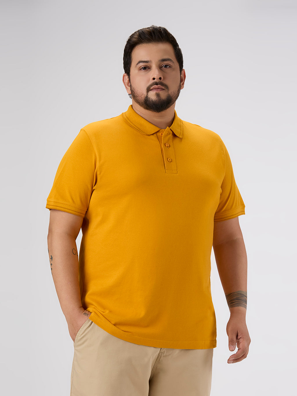 Plus Size Polo T-Shirt | 4XL-10XL | 100% Cotton | Mustard
