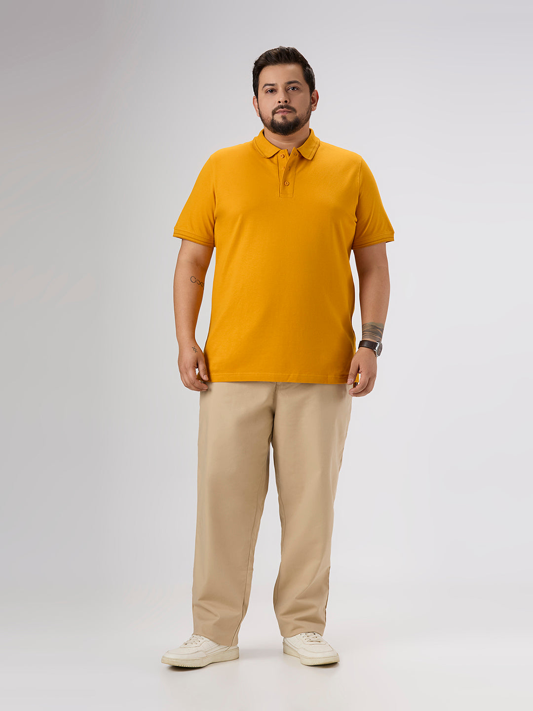 Plus Size Polo T-Shirt | 4XL-10XL | 100% Cotton | Mustard