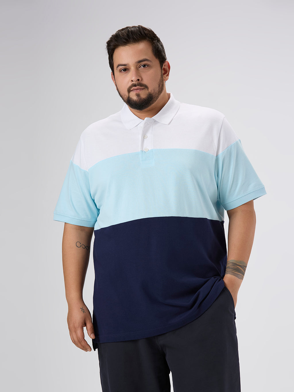 Plus Size Polo T-Shirt | 4XL-10XL | 100% Cotton | Sky Blue