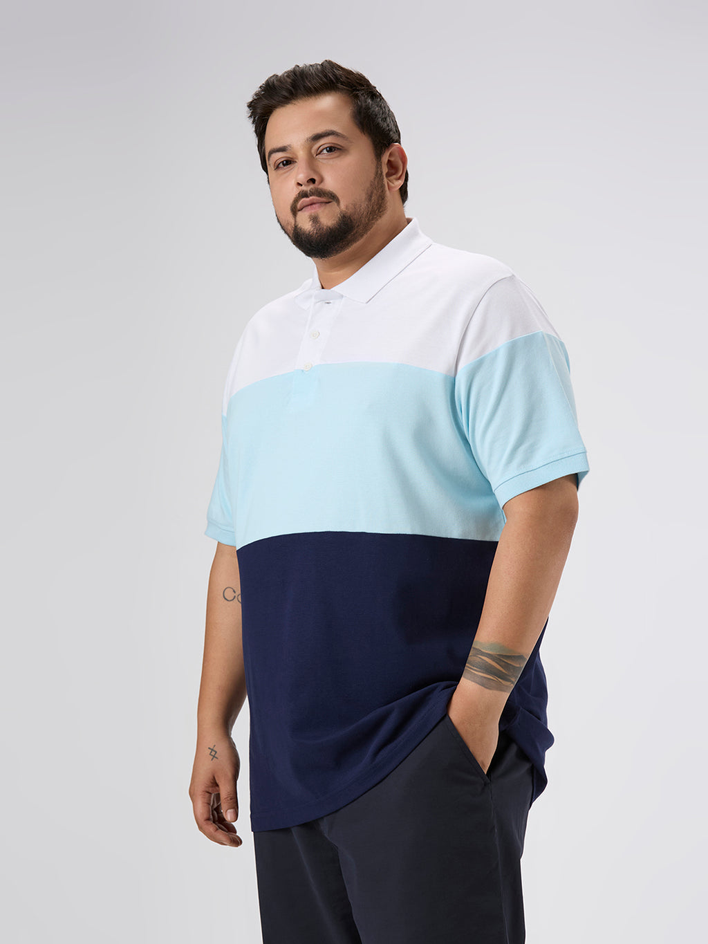 Plus Size Polo T-Shirt | 4XL-10XL | 100% Cotton | Sky Blue