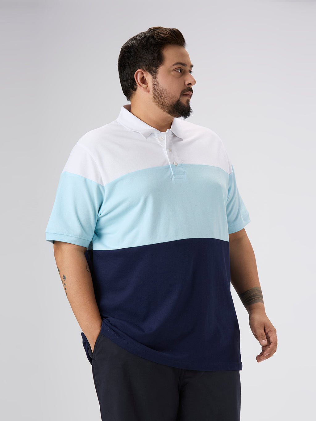 Plus Size Polo T-Shirt | 4XL-10XL | 100% Cotton | Sky Blue