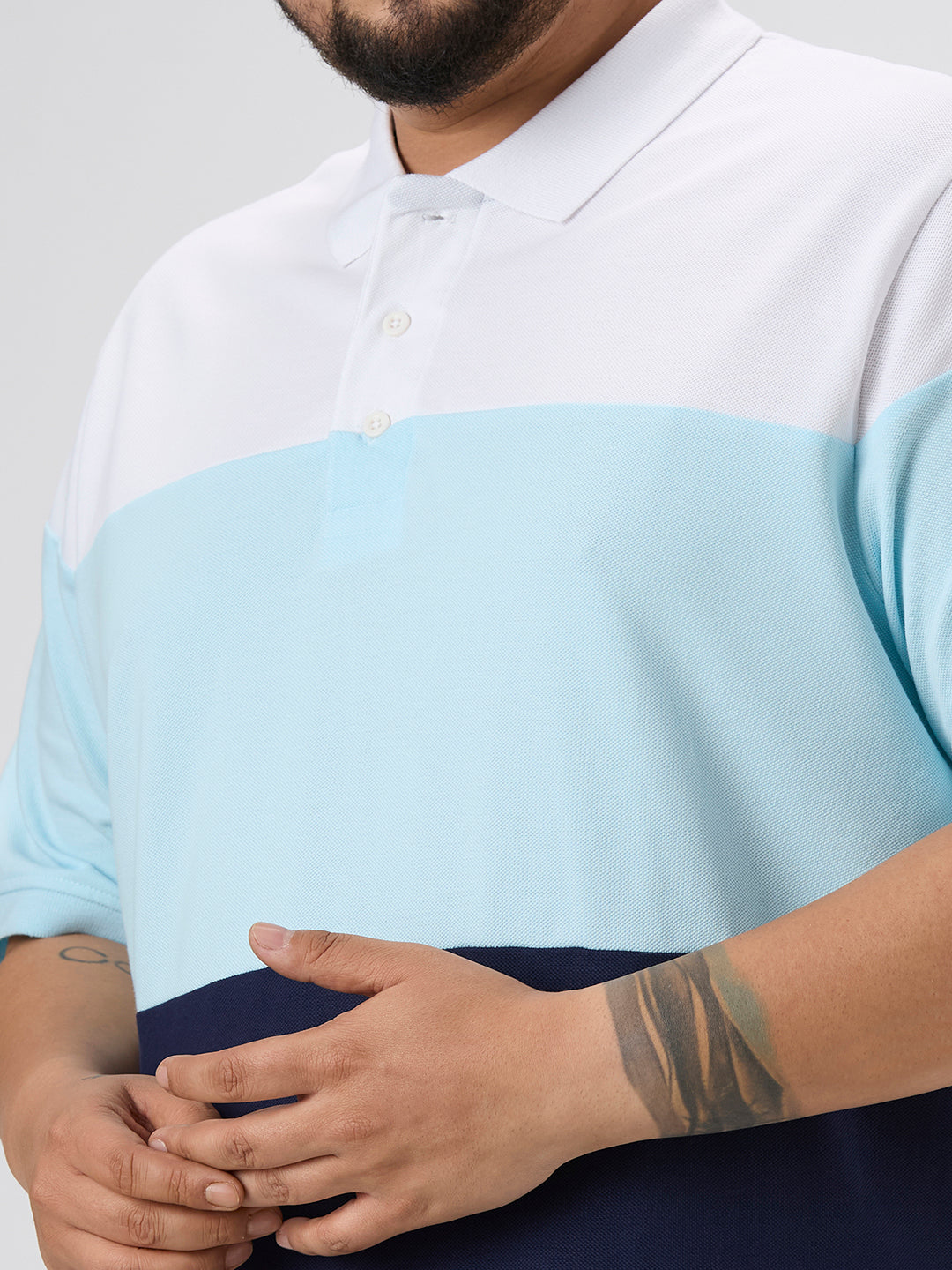 Plus Size Polo T-Shirt | 4XL-10XL | 100% Cotton | Sky Blue
