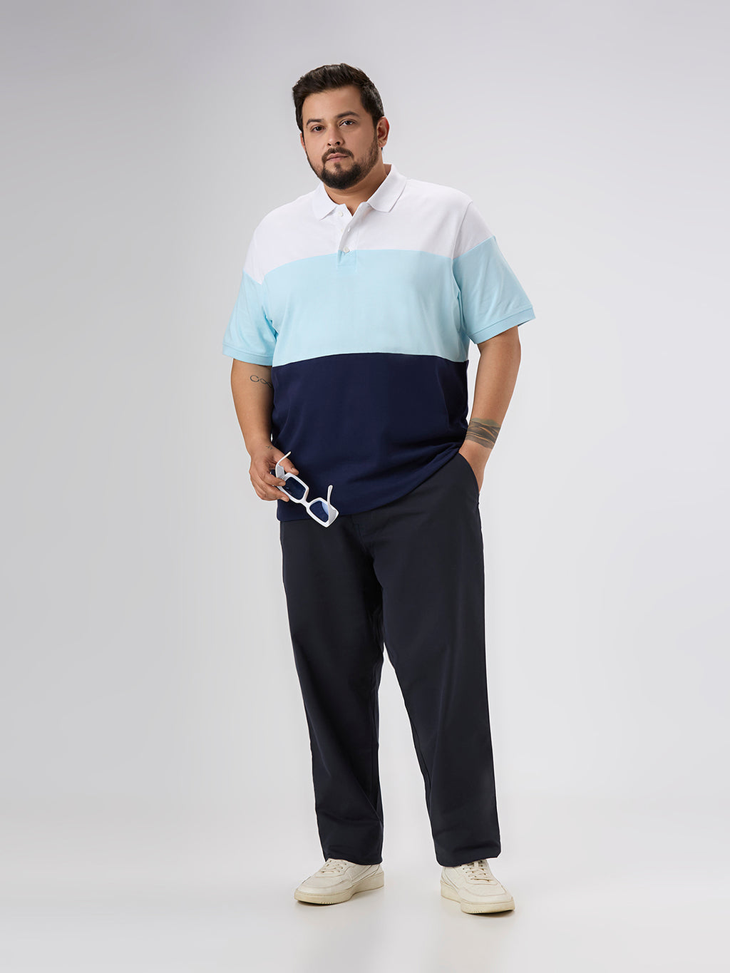 Plus Size Polo T-Shirt | 4XL-10XL | 100% Cotton | Sky Blue