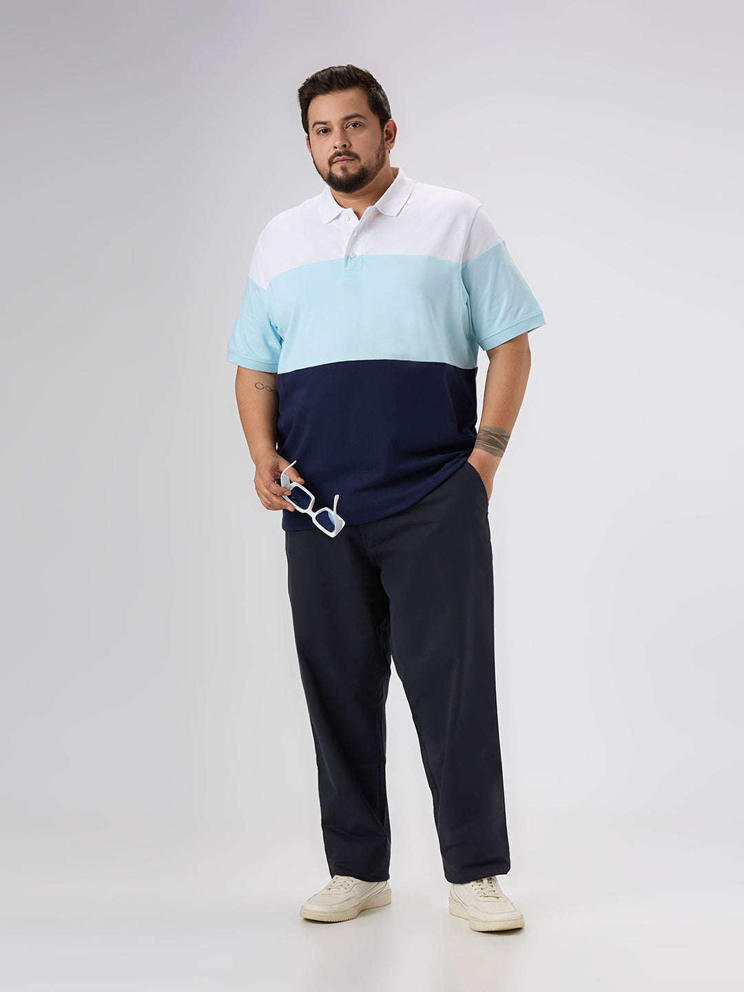 Plus Size Polo T-Shirt | 4XL-10XL | 100% Cotton | Sky Blue