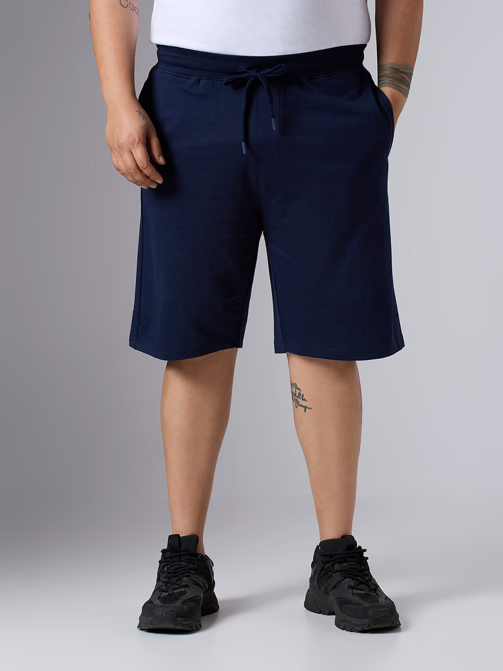 Plus Size Knitted Short | 100% Cotton | Navy