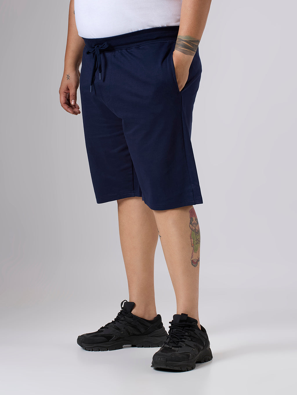 Plus Size Knitted Short | 100% Cotton | Navy